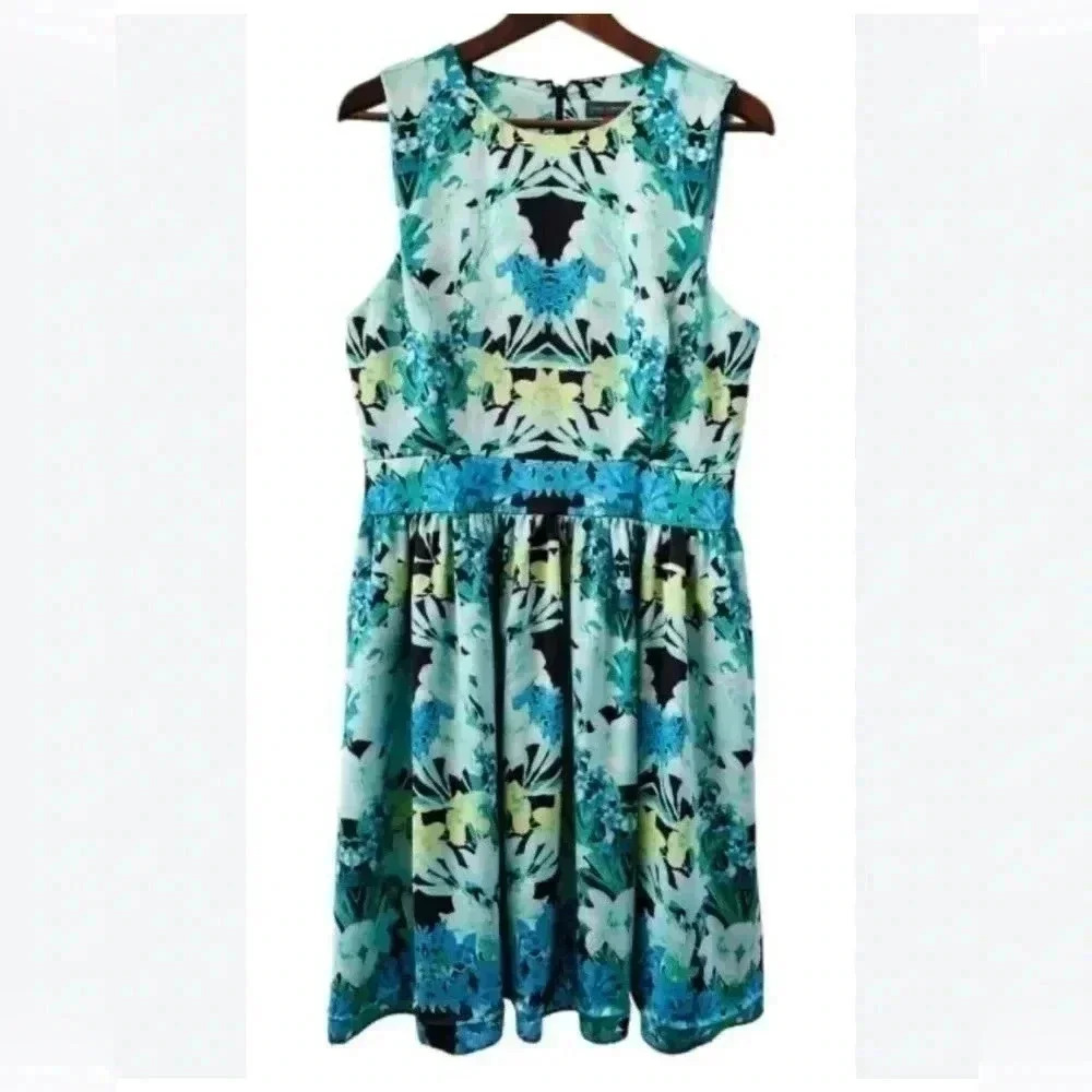 Vince  Camuto multicolored back zip sleeveless midi dress 2